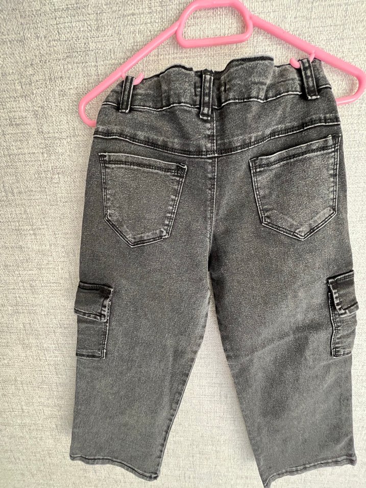 Gri Bol Kesim kargo kız çocuk Kot Pantolon - Görsel 3