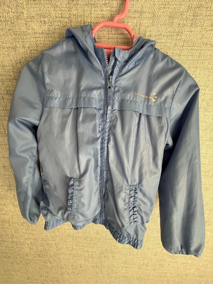 Kız Çocuk Fermuarlı Kapüşonlu yağmurluk - Görsel 2