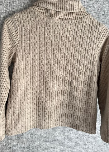 Bej Kız Çocuk Balıkçı Yaka Örgü Kazak - Görsel 5