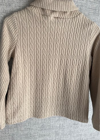 Bej Kız Çocuk Balıkçı Yaka Örgü Kazak - Görsel 4