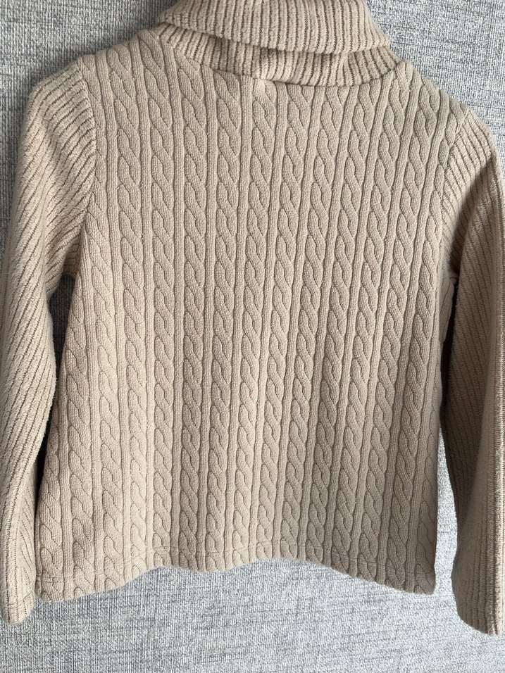 Bej Kız Çocuk Balıkçı Yaka Örgü Kazak - Görsel 5