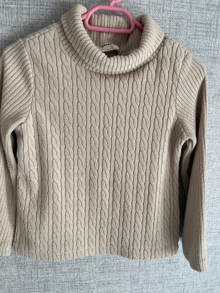 Bej Kız Çocuk Balıkçı Yaka Örgü Kazak - Görsel 2