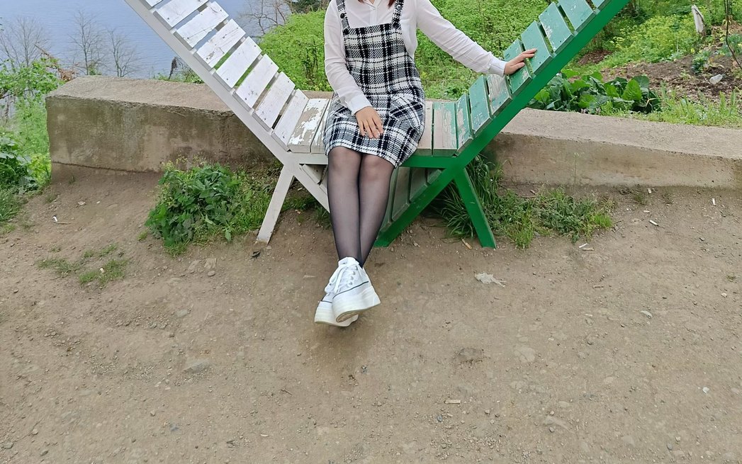 Kadın Ekose Desenli Gri Kısa Salopet - Görsel 2