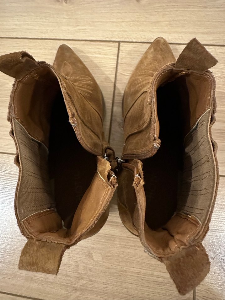 Hotiç taba rengi süet bot sivri burun - Görsel 4