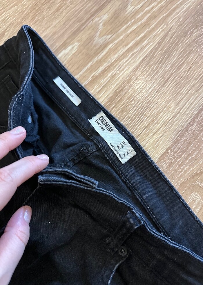 Bershka denim siyah kot jean - Görsel 2