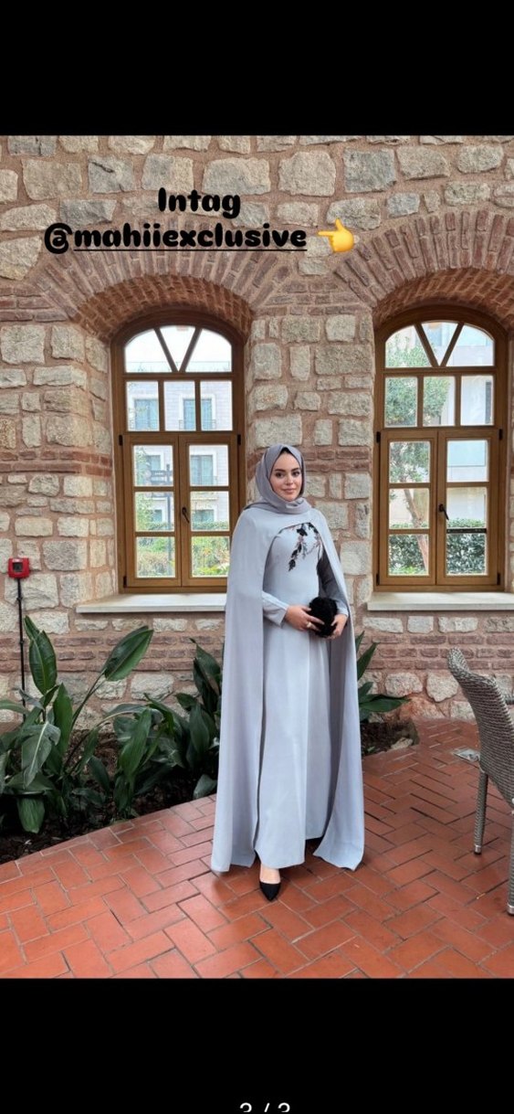 Gri Uzun Kollu Etnik Desenli Kadın Elbise - Görsel 3