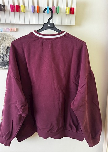 Pull and Bear Bordo Baskılı Oversize Sweatshirt