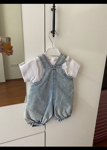 Diğer Erkek bebek Aslan Desenli Denim Tulum