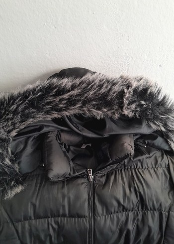 Kürklü Siyah Kadın Kışlık Uzun Mont - Görsel 3