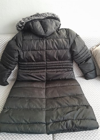 Kürklü Siyah Kadın Kışlık Uzun Mont - Görsel 2