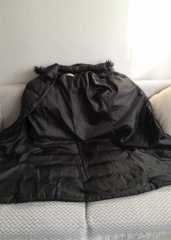 Kürklü Siyah Kadın Kışlık Uzun Mont - Görsel 4