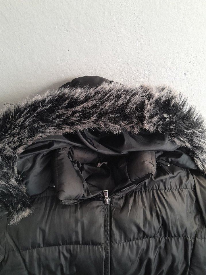 Kürklü Siyah Kadın Kışlık Uzun Mont - Görsel 3