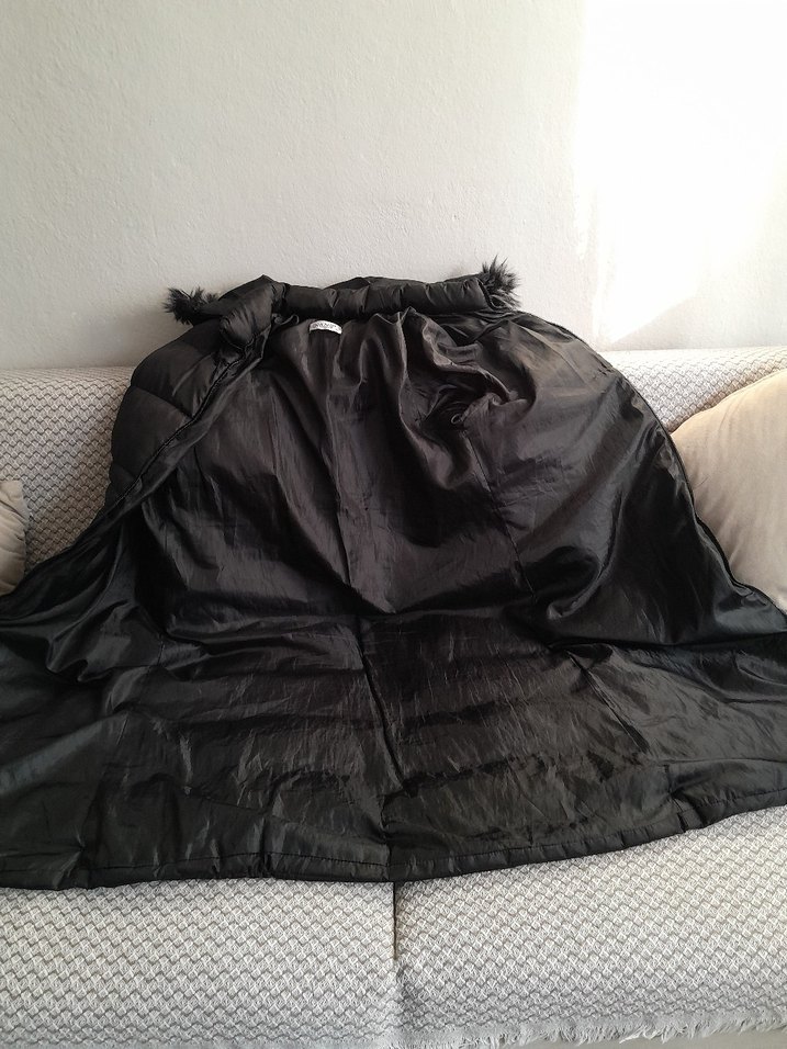 Kürklü Siyah Kadın Kışlık Uzun Mont - Görsel 4