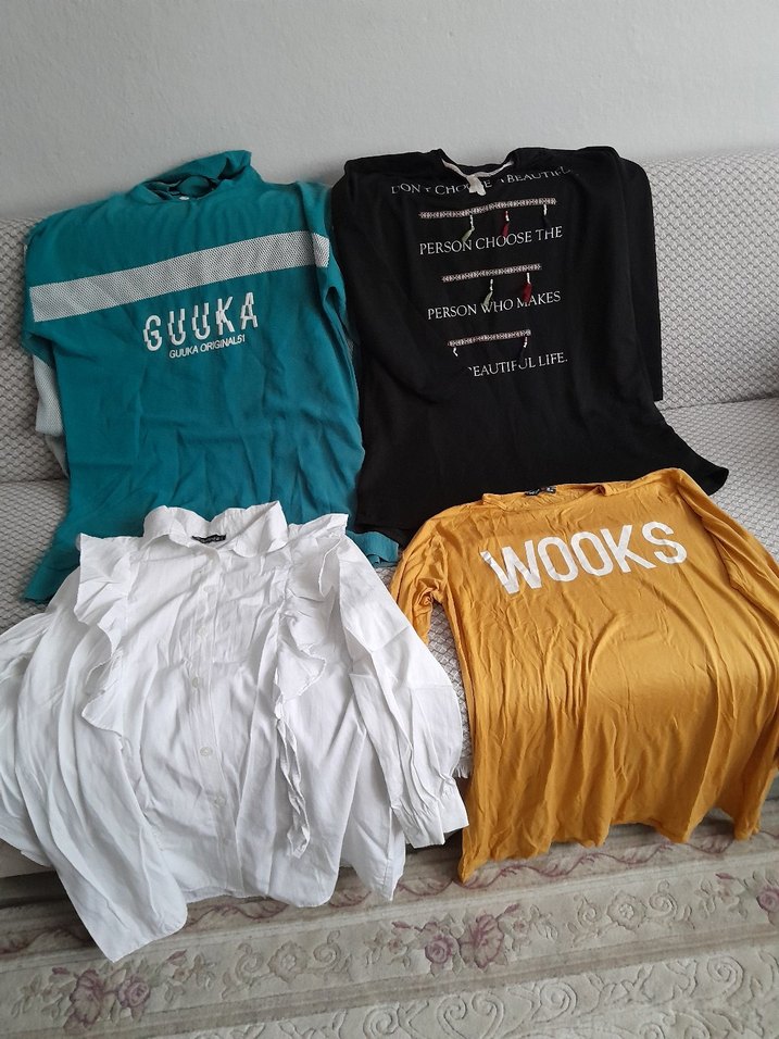 Pamuklu, Uzun Kollu, Baskılı tunik - Görsel 2