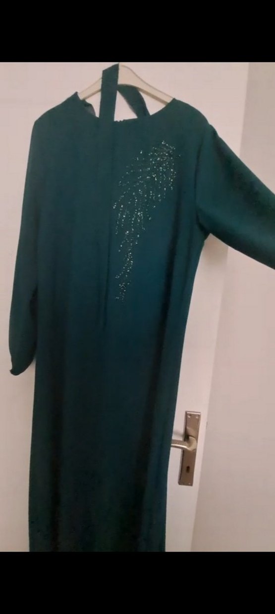 Uzun Turkuaz Kadın Elbise - Görsel 2