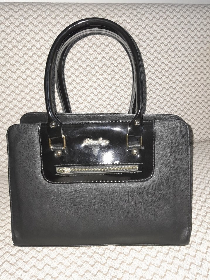 Siyah Deri Fermuarlı Kadın Çanta - Görsel 2