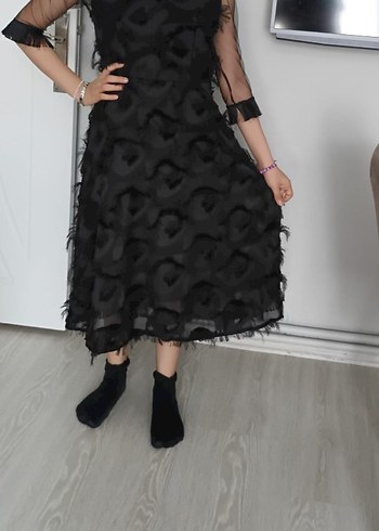 Siyah Kürklü Uzun Gotik Abiye Elbise - Görsel 2