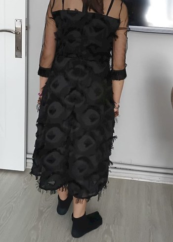 Siyah Kürklü Uzun Gotik Abiye Elbise - Görsel 4