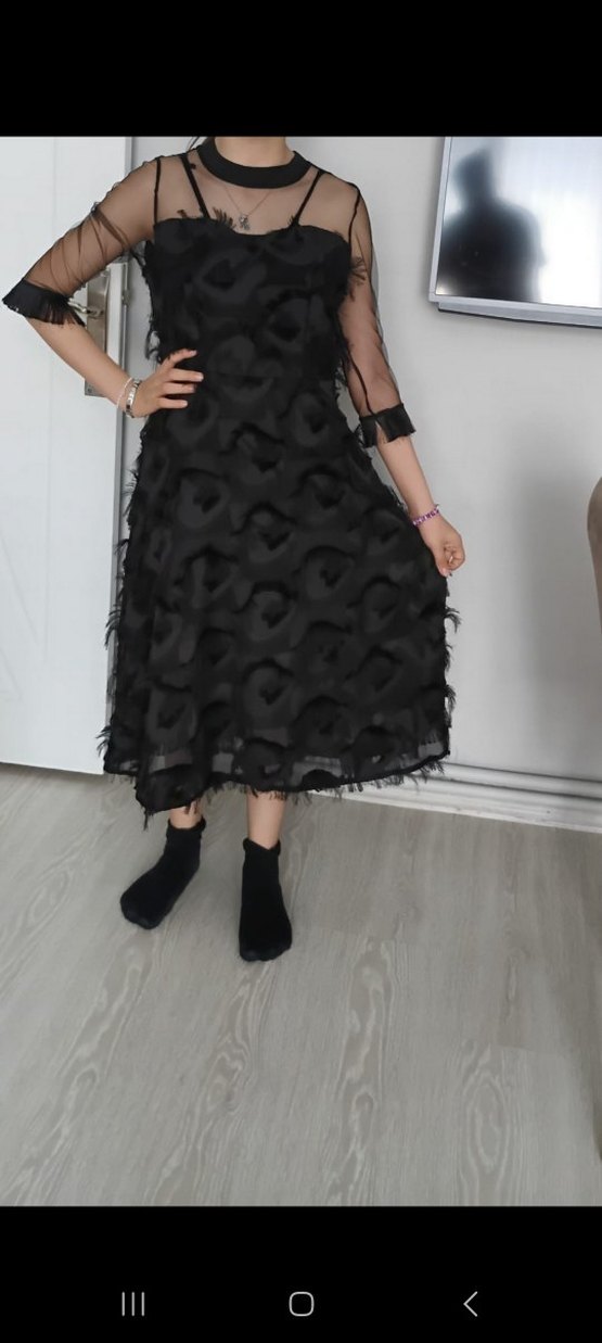 Siyah Kürklü Uzun Gotik Abiye Elbise - Görsel 2