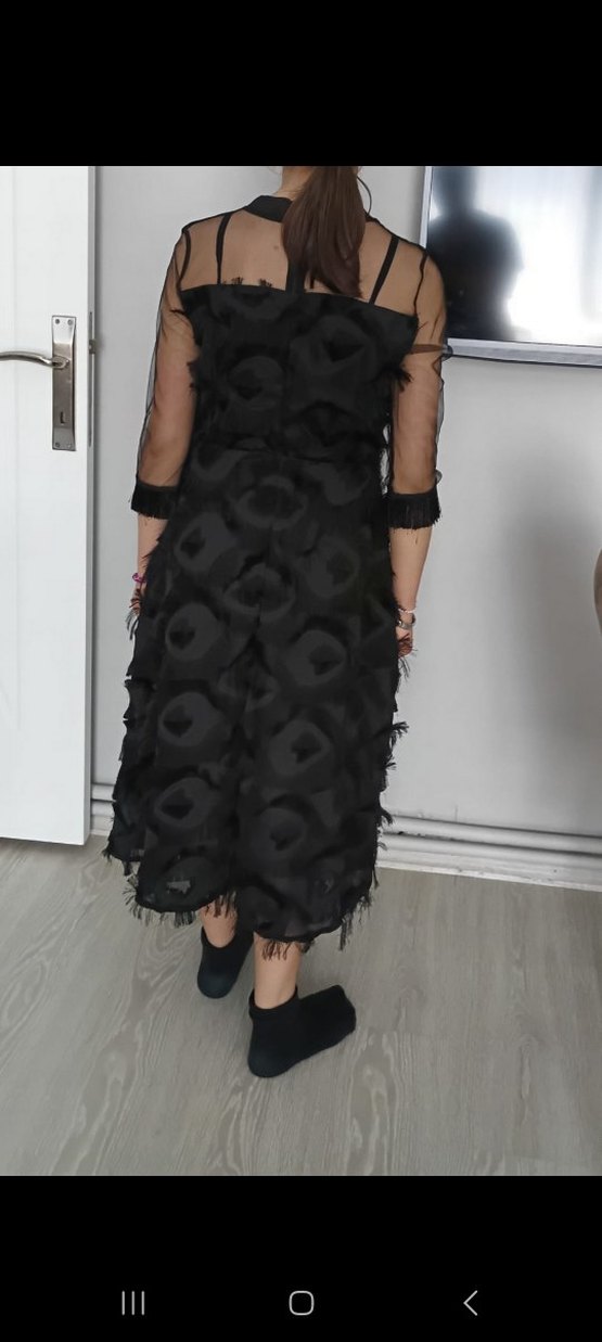 Siyah Kürklü Uzun Gotik Abiye Elbise - Görsel 4