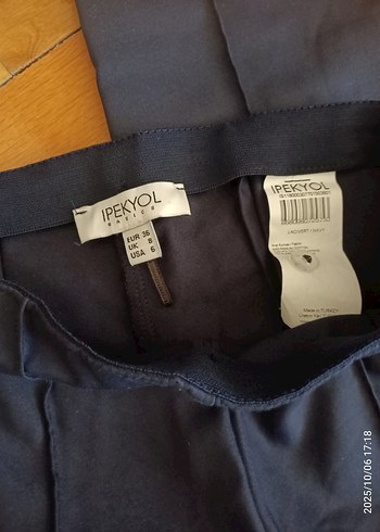 36 Beden Kadın Lacivert Midi Denim Kumaş Pantolon