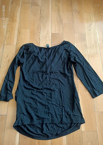 Siyah V Yaka Uzun Kollu Hamile Bluzu - Görsel 2