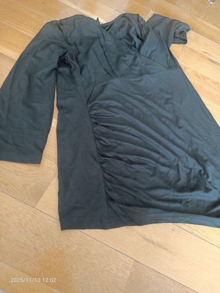 Siyah V Yaka Uzun Kollu Hamile Bluzu - Görsel 3