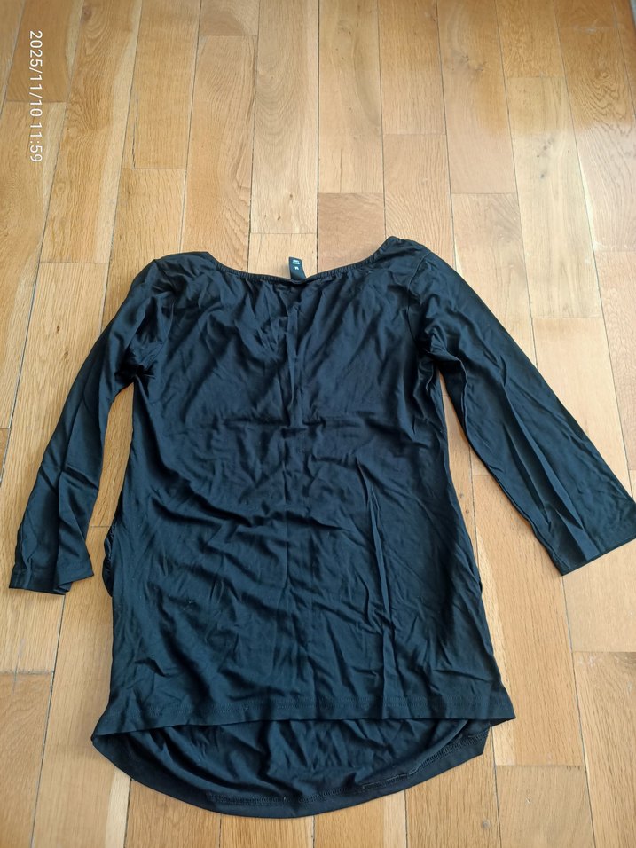 Siyah V Yaka Uzun Kollu Hamile Bluzu - Görsel 2