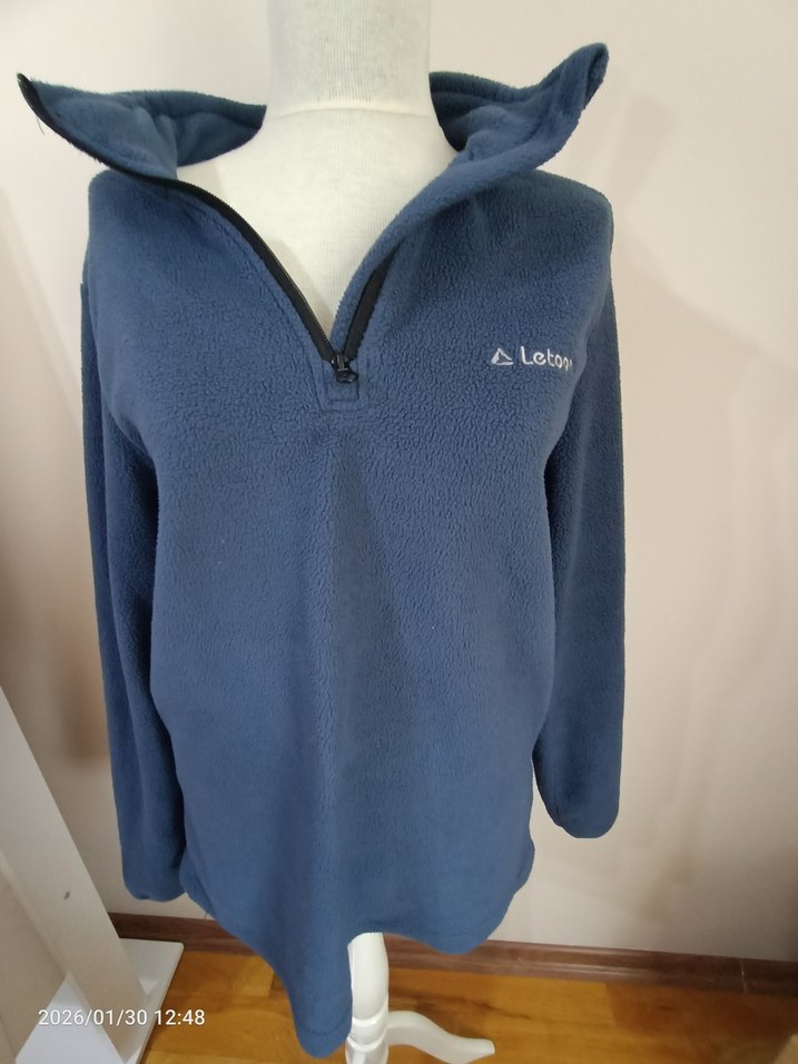 Mavi Yarım Fermuarlı Erkek Polar Sweatshirt - Görsel 4