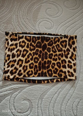 Kahverengi Leopar Desenli straplez - Görsel 2