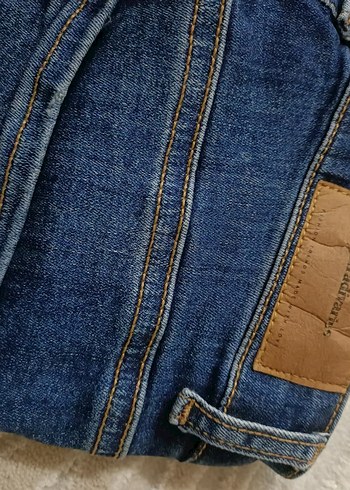 Kadın Mavi Kot Pantolon, Kemerli, Midi Boy - Görsel 3