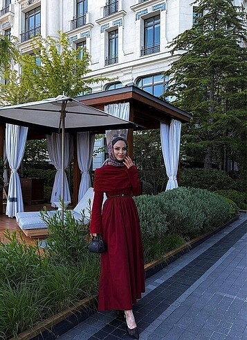 Trendyol & Milla Bordo elbise
