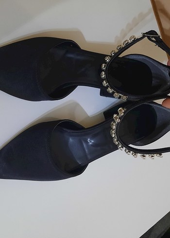 Siyah Blok Topuklu Taşlı Abiye Ayakkabı - Görsel 10