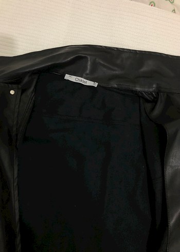 Pull and Bear Siyah Deri Biker Ceket