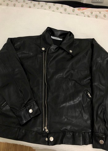 Siyah Deri Biker Ceket