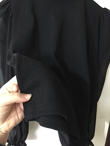 xl Beden siyah Renk Siyah Kolları Şifon Örme Bluz