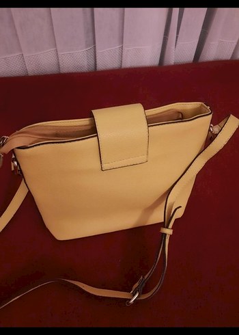 Sarı suni Deri Fermuarlı Kadın Çantası - Görsel 3