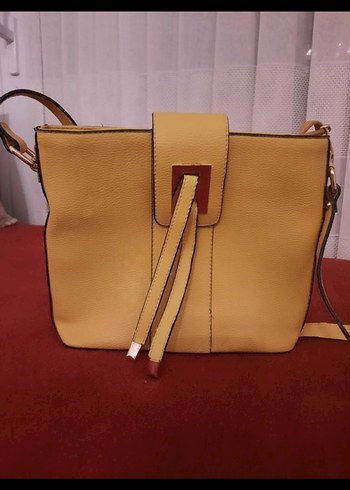 Sarı suni Deri Fermuarlı Kadın Çantası - Görsel 2