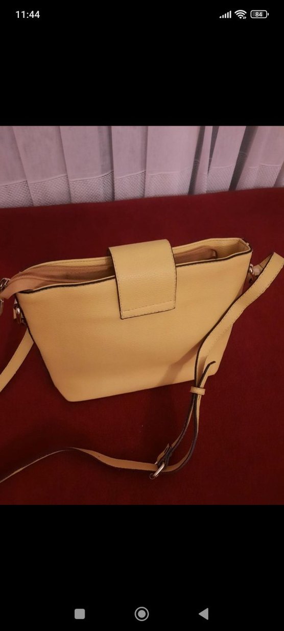 Sarı suni Deri Fermuarlı Kadın Çantası - Görsel 3