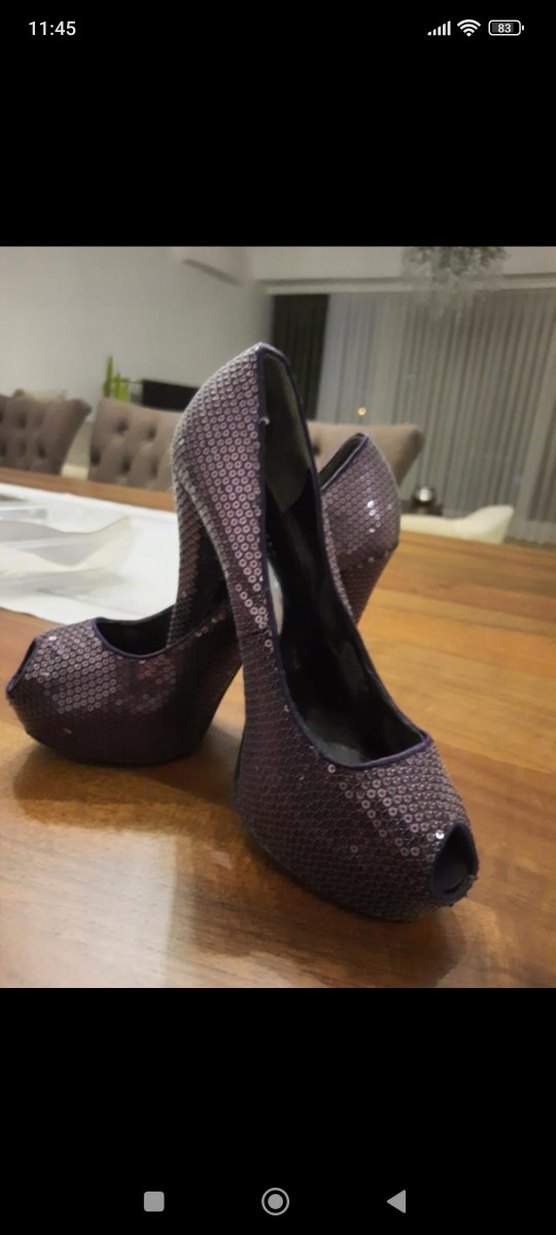 Mor Pul Detaylı Yılan Desenli Stiletto - Görsel 2