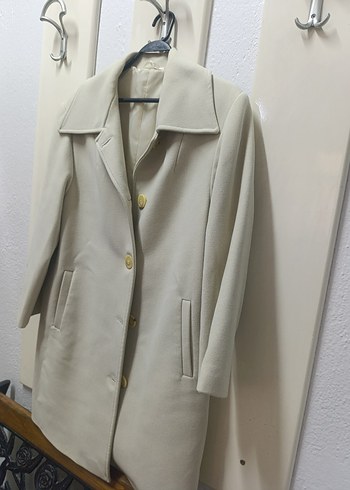 Bej Düğmeli Midi Kadın Kaban - Görsel 2