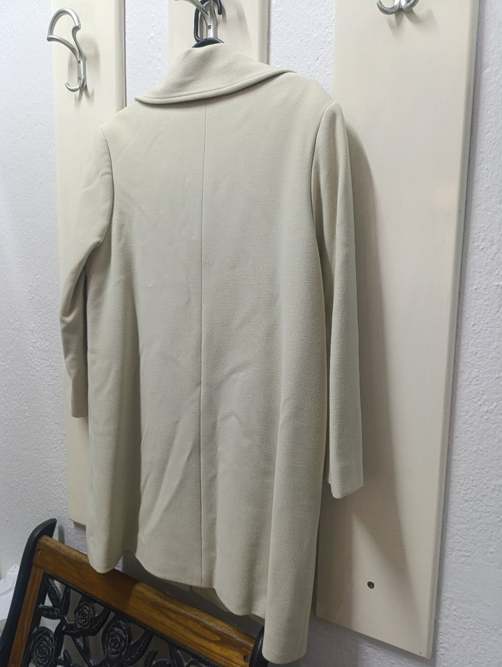 Bej Düğmeli Midi Kadın Kaban - Görsel 5