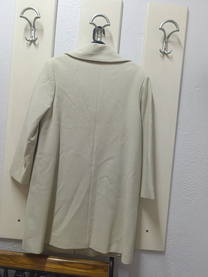 Bej Düğmeli Midi Kadın Kaban - Görsel 4