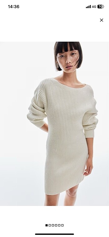 H&M Ekru Triko Elbise