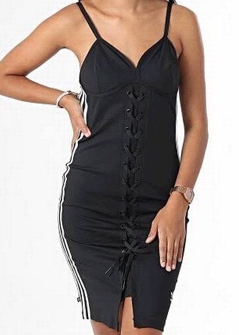 Siyah Bağcıklı Gotik Midi Elbise - Görsel 2