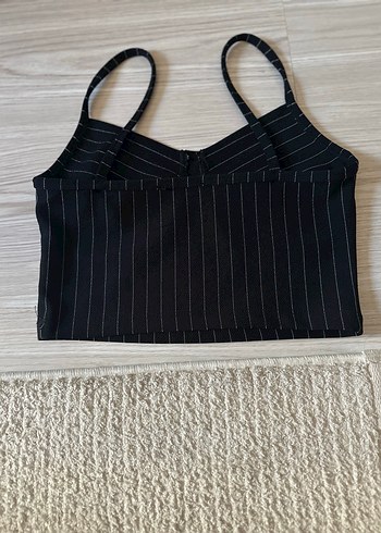 Çizgili Siyah Mini Bustiyer ve etek ikili takım - Görsel 2