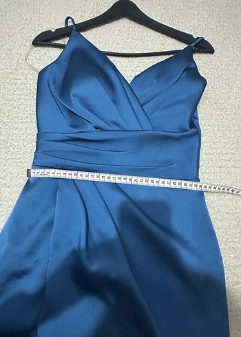 Mavi Drapeli Uzun Abiye Elbise - Görsel 5