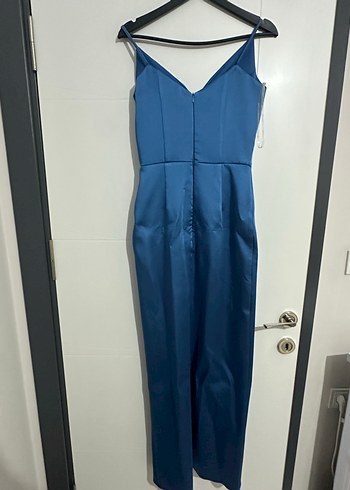 Mavi Drapeli Uzun Abiye Elbise - Görsel 4