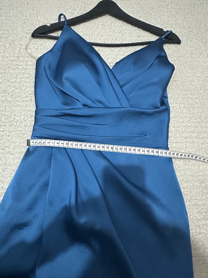 Mavi Drapeli Uzun Abiye Elbise - Görsel 5