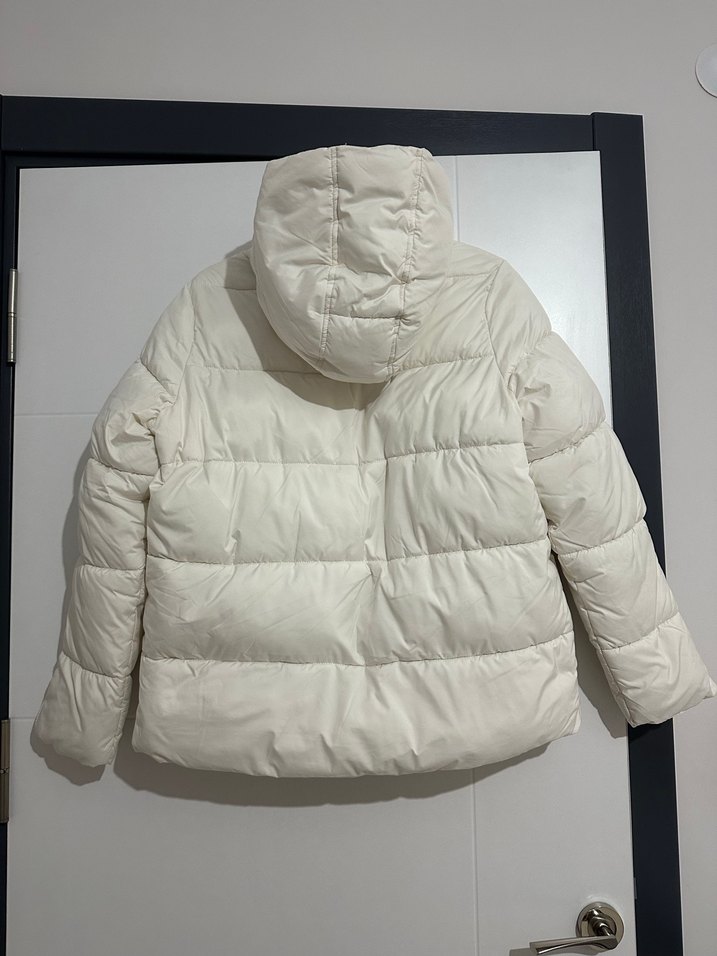 Düğmeli Beyaz Kadın Kışlık Mont - Görsel 2